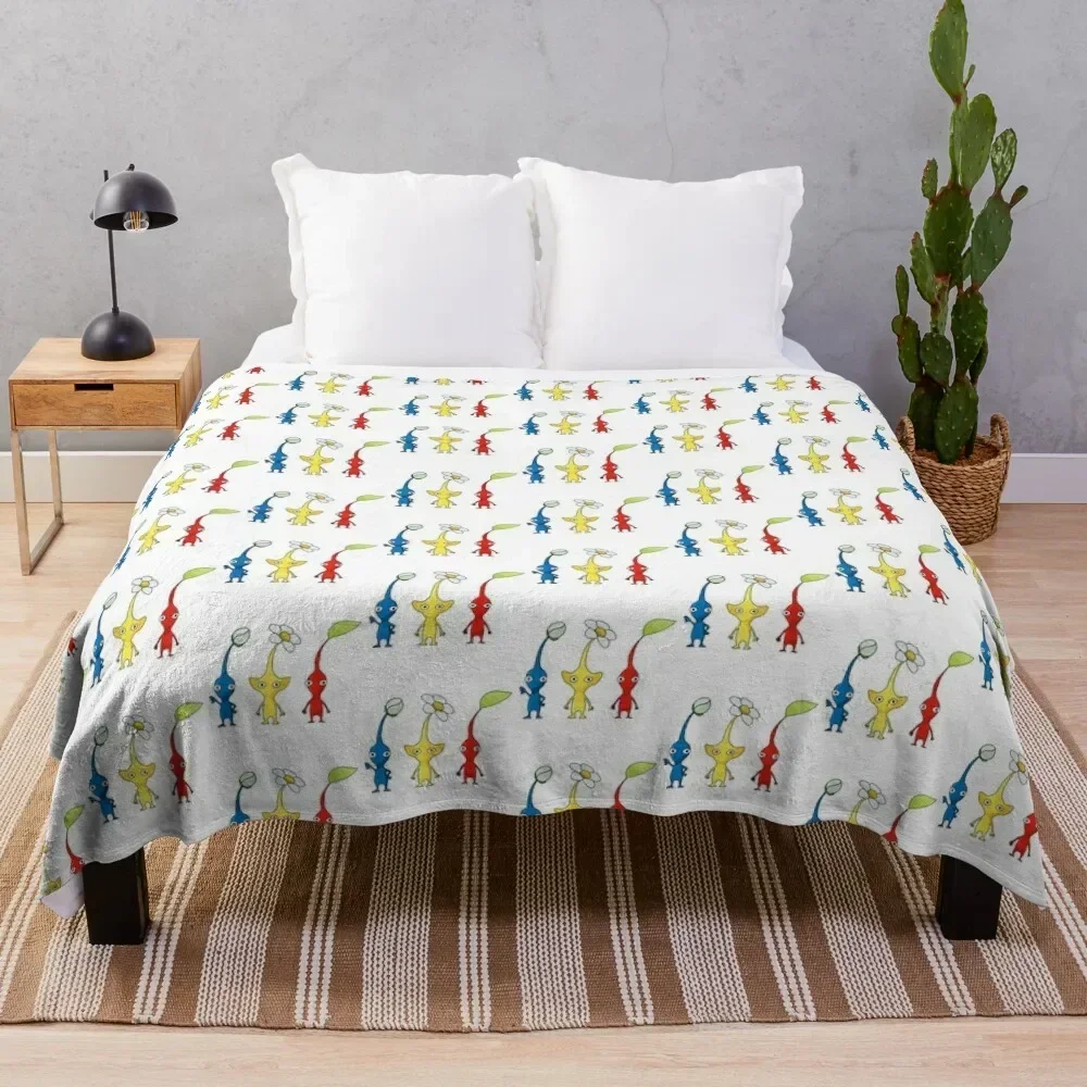 

Blue, Yellow and Red Pikmin Sticker Set Throw Blanket Quilt Bed linens Blankets