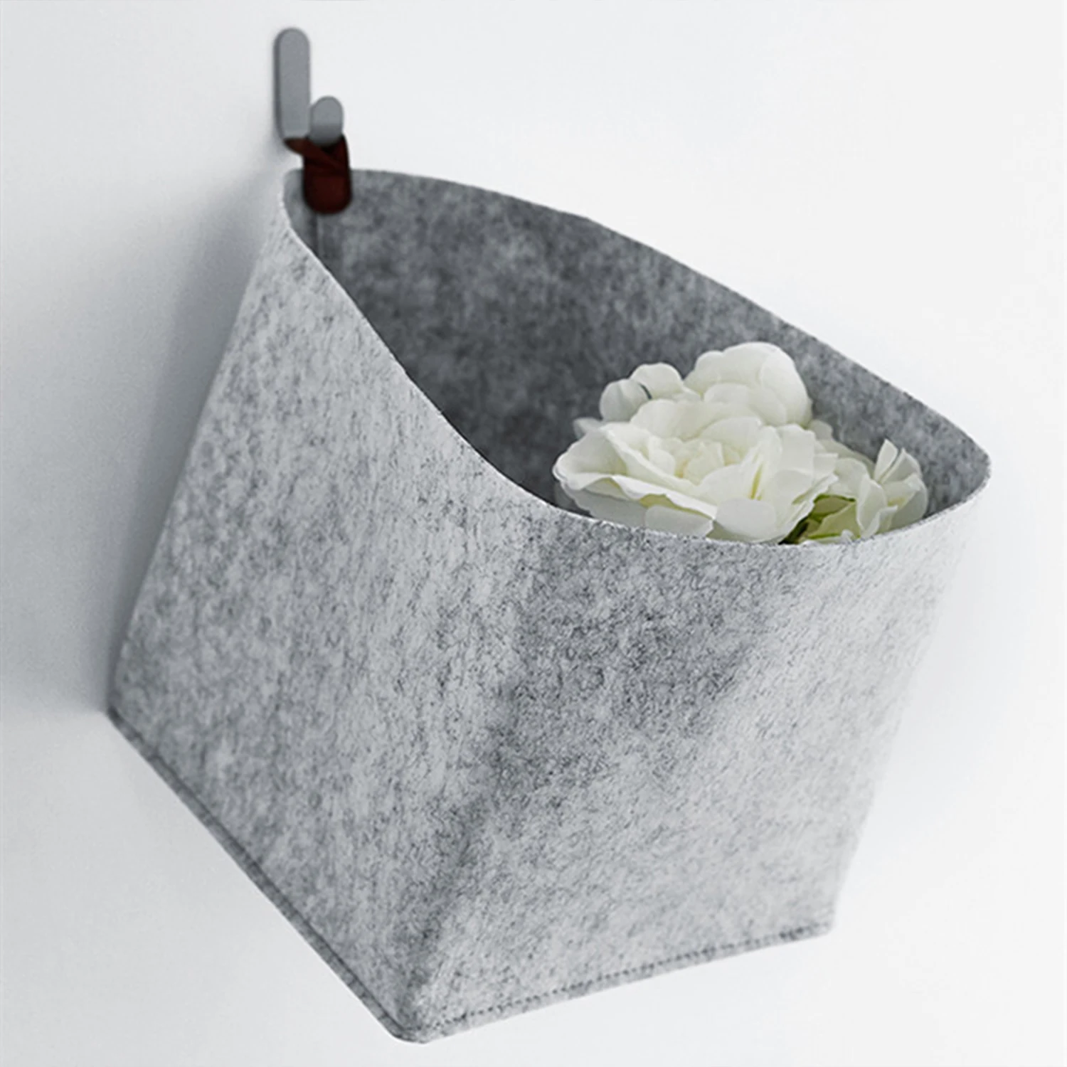 1pc Nordic Felt Storage Basket Living Room Tea Table Black Gray Sundries Storage Basket Cloth Felt Storage Box Bedroom Storage