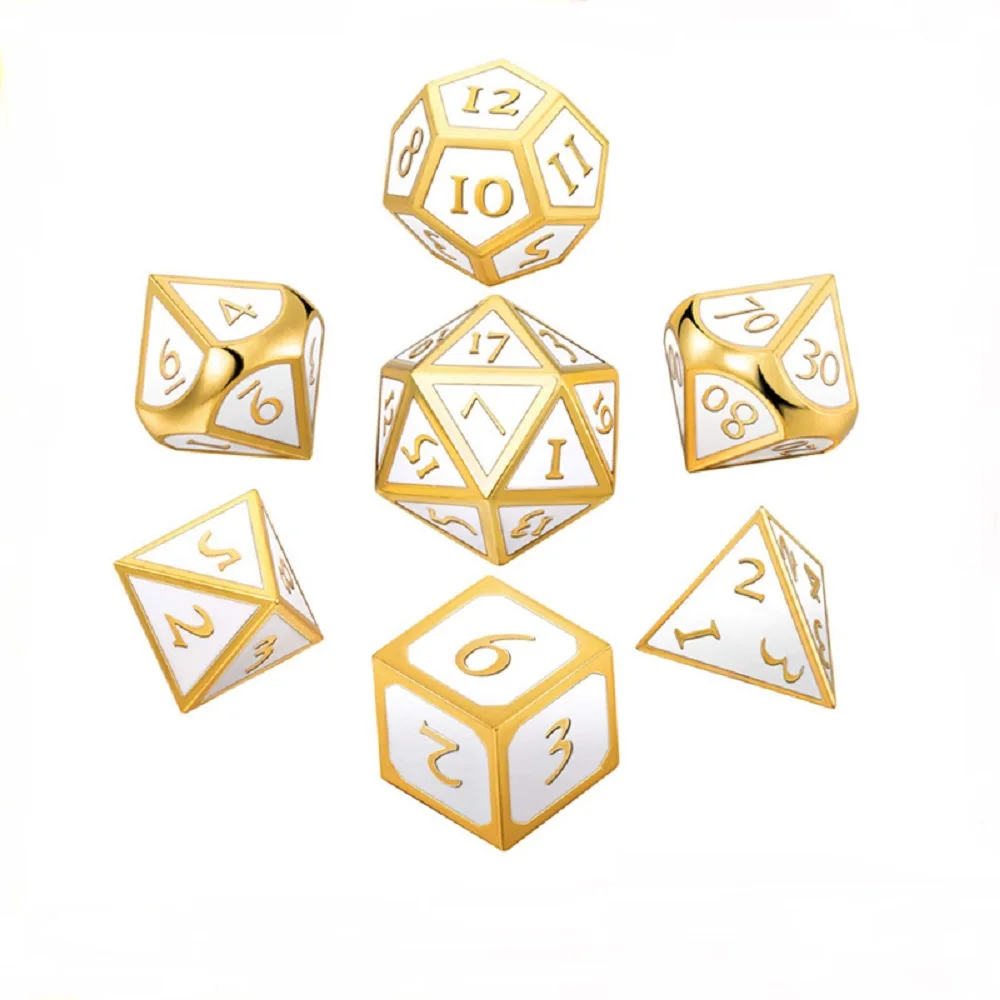 Dice Games 16mm Metal Polyhedron DND Dice Set Colorful Metal Dragon and Dungeon Role Playing Game Dice Board Game Dice D&D