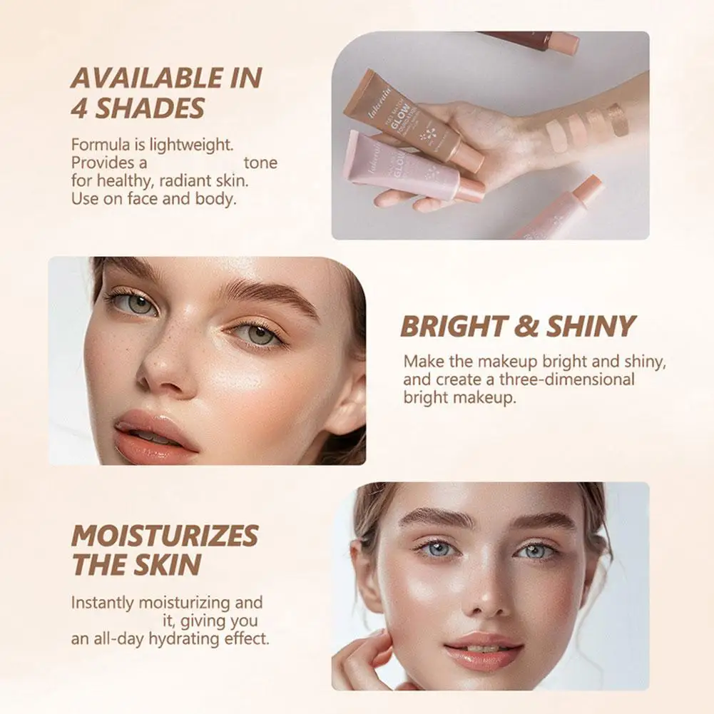 Base líquida brillante de 40ml, acabado naturalmente radiante, reparación de maquillaje duradero, brillo, Control de aceite, base líquida hidratante