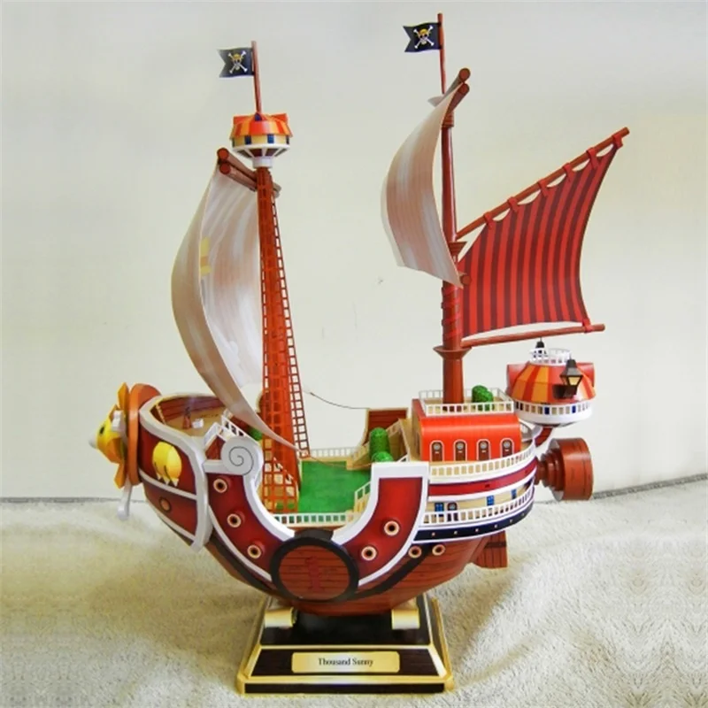 Anime One Piece Thousand Sunny Boat Going Merry Pirate Ship Paper Model Papercraft 3D DIY Puzzles Handmade Toy Desk Decoration