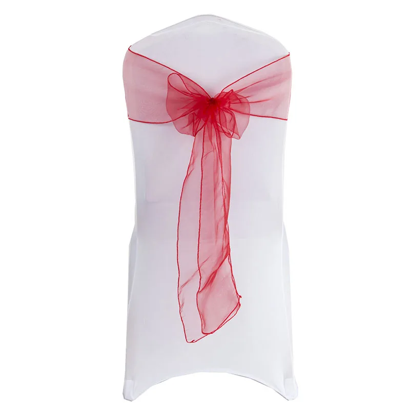 10/50/100 Pcs Chair Sashes Organza Bow Tie Ribbon Knot Seat Back Belt For Hotel Banquet Country Wedding Party Event Decoration