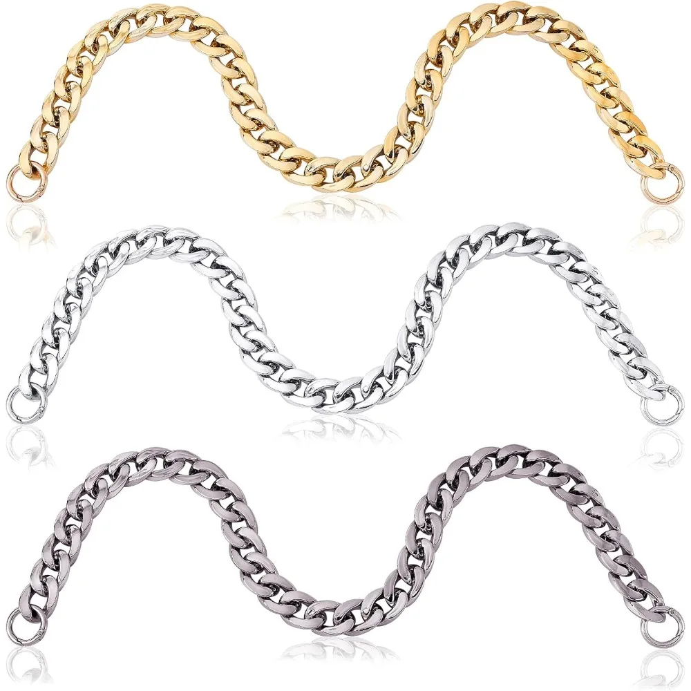 

1Box Acrylic Chunky Purse Chain 3 Colors 23.8" Flat Chain Strap Handle Shoulder Strap Replacement Bag Accessory with Ring Buckle