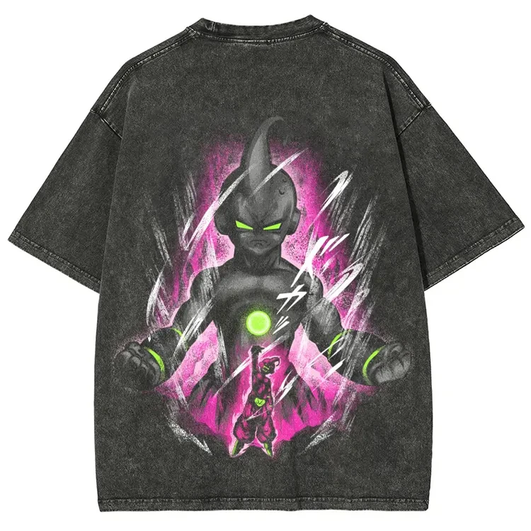 

Dragon Ball Majin Buu Harajuku Washed Retro T-Shirt Cotton Men Hip Hop Street Clothing Oversized Women Short Sleeves Unisex Y2k