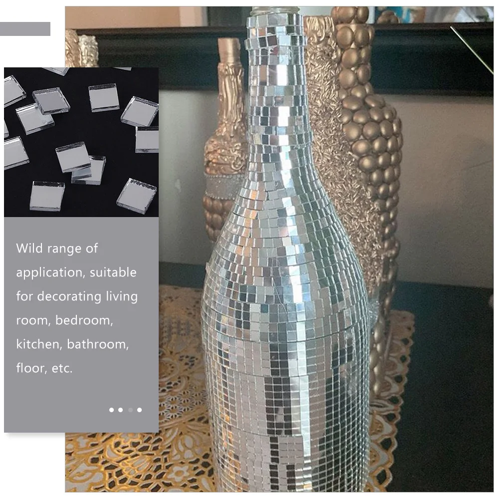 

2 Rolls Mirror Mosaic Stickers Decoration Tiles for Crafts Decorative Home Accessories Sticky Adhesive Glass Fiber