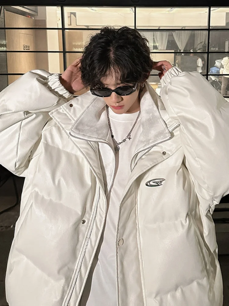 

2024 Winter New American High Street PU Leather Cotton Jaet Sli Trendy Color Versatile Cool Outerwear Coat