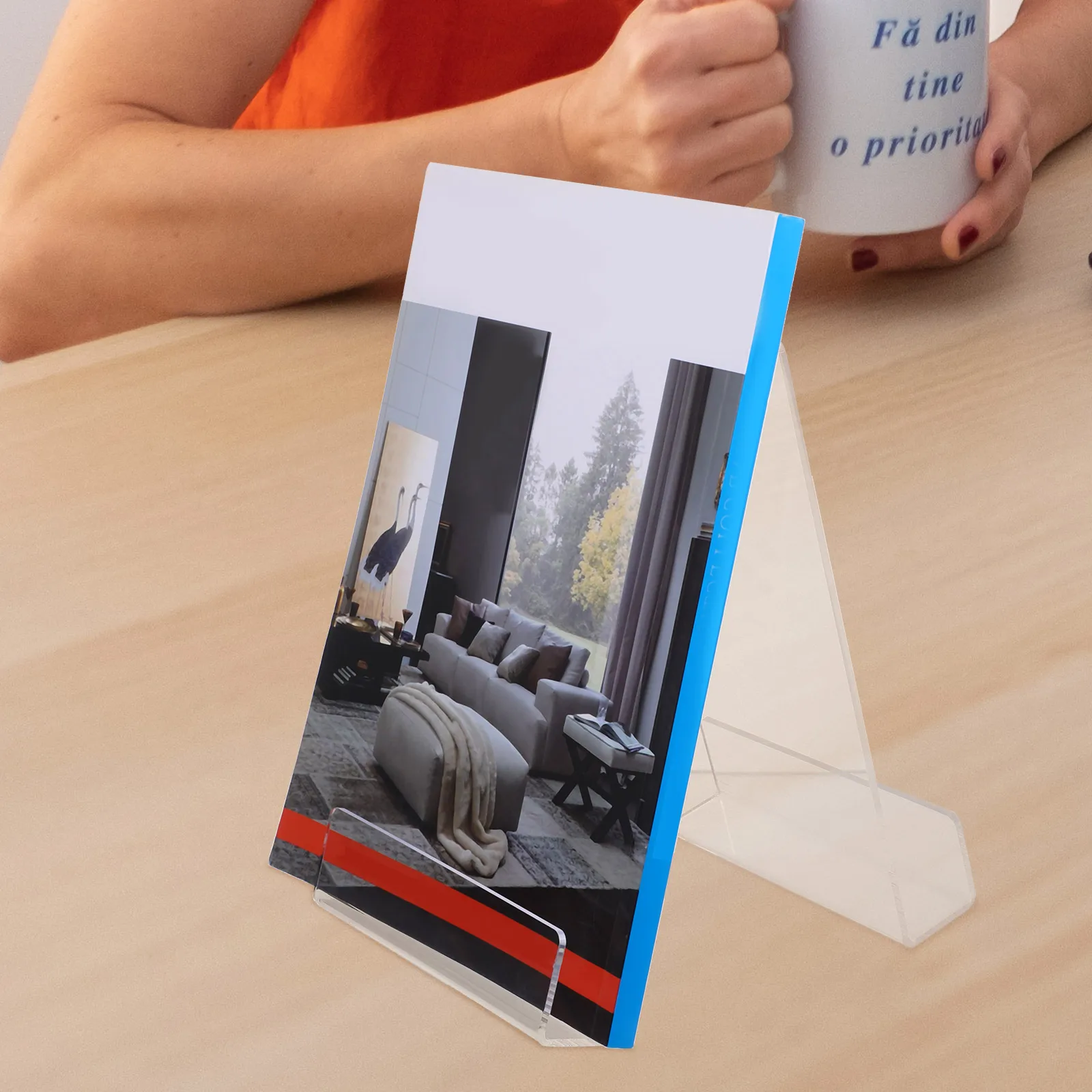 

Acrylic Phone Holder Book Stand Display Rack Simple Shaped Notebook Cell Phone Tablet Magazine Holder Storage Organizers Clear
