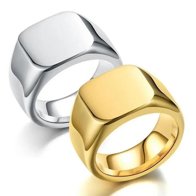 Milangirl  Biker Punk Style Rings for Men Width Signet Square Finger Fashion Brand Jewelry Accessories Whole Sale