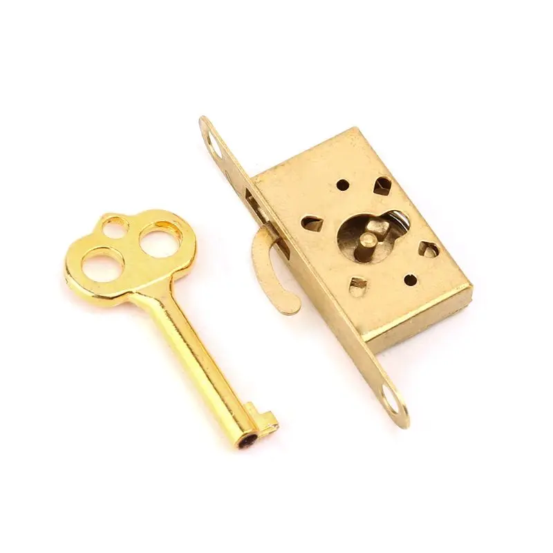 Description Picture 6 of itemVintage Drawer Lock With for Key Antique Small Box Cabinet Door Locks Furniture R9UF