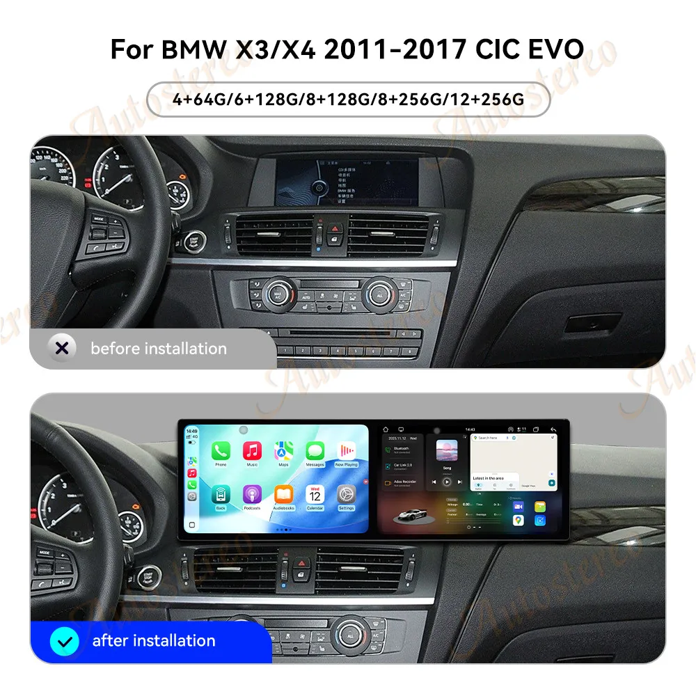 Dual Screen 9.1' Car GPS Android15 Navigation For BMW X3 F30 F31 F34 F35 X4 F32 F33 F36 2011-2017 Multimedia Player Car Radio