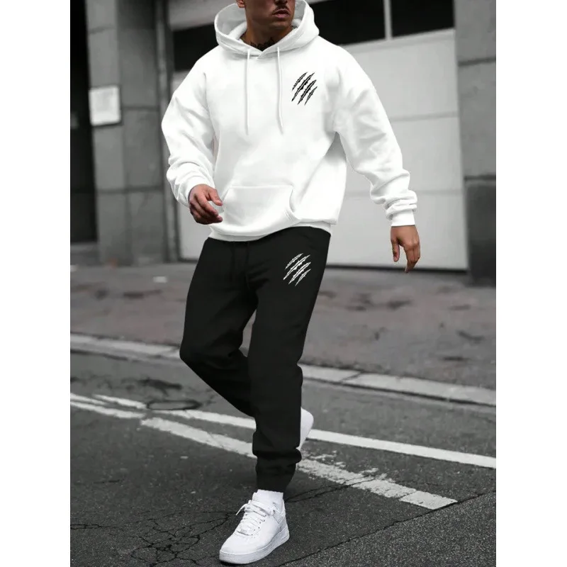 Men's sports suit, sports fashion print set, men's hoodie, women's suit, plush hoodie, solid color hoodie, casual wear