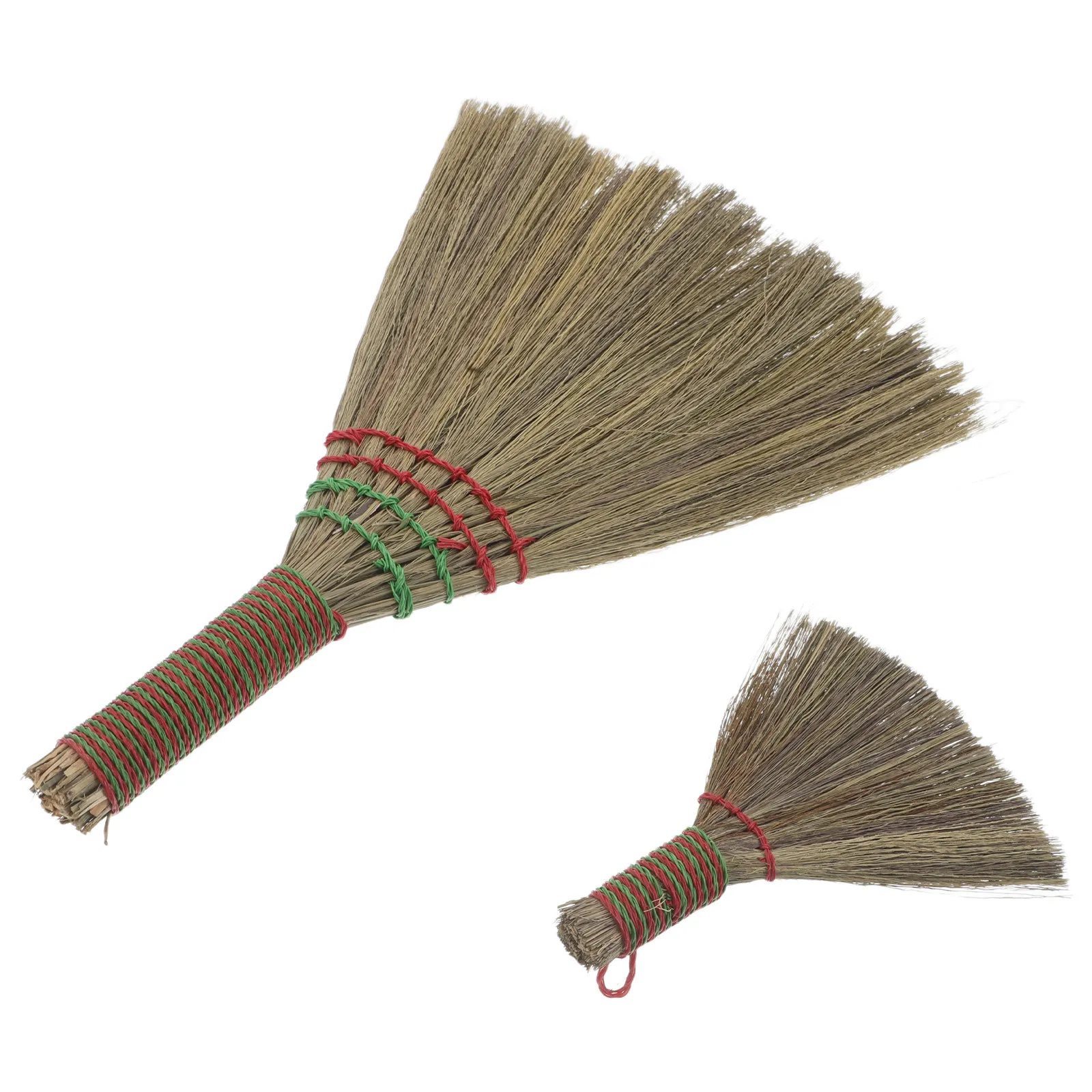 2Pcs Handwoven Vietnamese Grass Broom Soft Traditional Straw Sweeper for Kitchen Bedroom Tabletop Dust Removal Lightweight