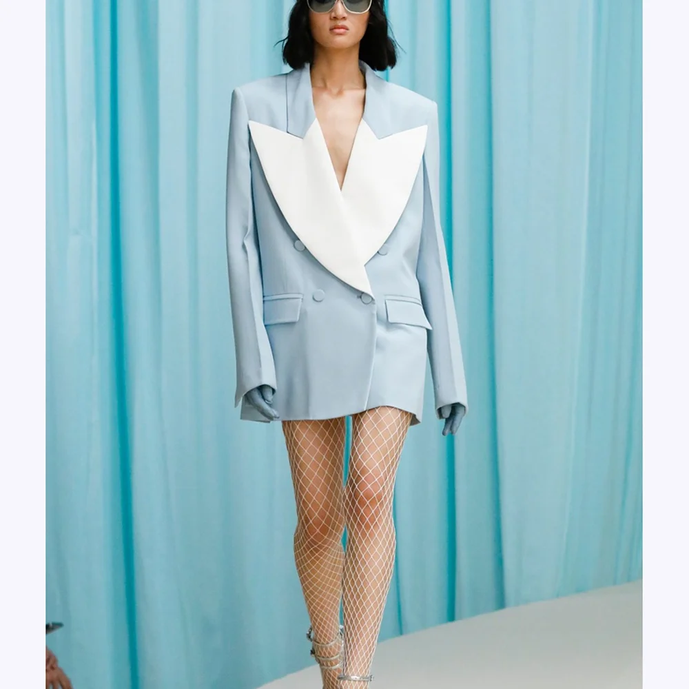 

Luxury Women Suit Jacket One Piece Double Breasted Peak Lapel Coat Elegant Casual Blazer Business Office Lady Custom Made