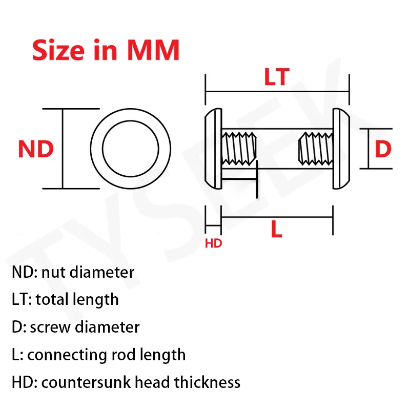 10sets M4 Knife Handle Bolt Rivets Scale Screws For DIY Knife handle Making material Fastener Nut Flat Hex Head screws