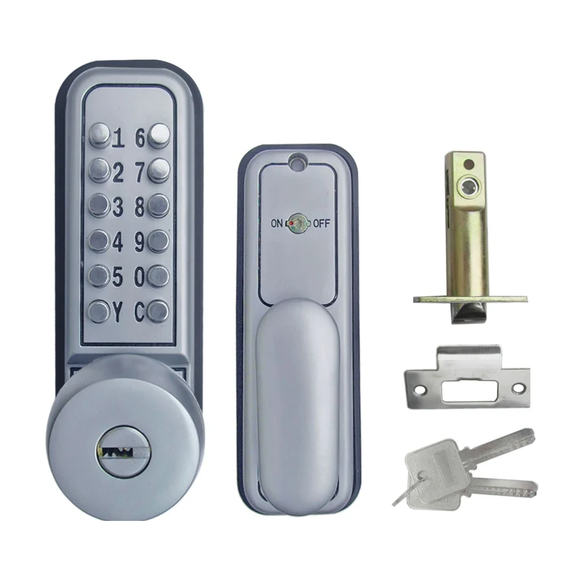 LACHCO  Mechanical Code Lock Digital Machinery Keypad Password Door Lock Stainless Steel Latch Zinc Alloy Silver L17009