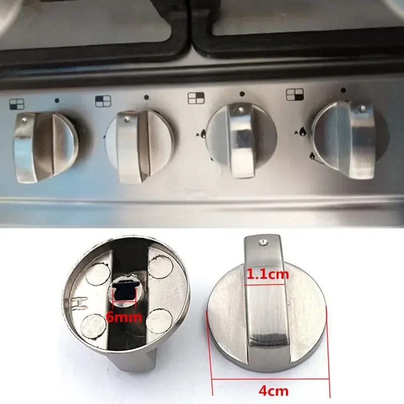 1pc Universal Silver Gas Stove Knobs Cooker Oven Control Switch 6MM Gas Cooker Accessories Assembly Button