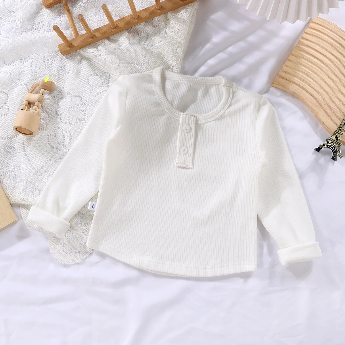 Baby Knitted Shirt Spring Autumn Wear Clothes Children's Round Neck Base Shirt Long Sleeve Boys Girls Baby Tops