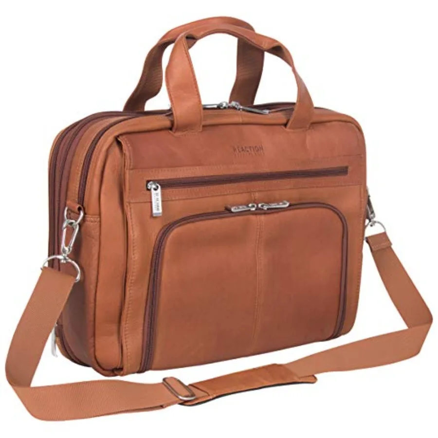

Кожаный портфель для ноутбука 15.6 дюймов Manhattan Colombian Leather, деловая сумка для путешествий и работы, коричневый, из прочной премиальной кожи