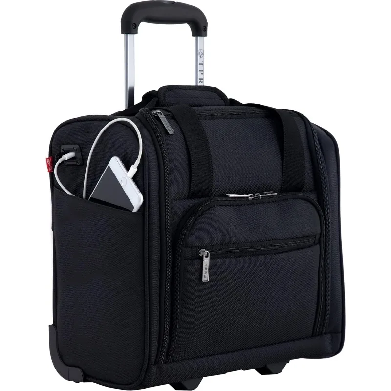 

Smart Under Seat Carry-On Luggage with USB Charging Port, Black, Underseater 15-Inch