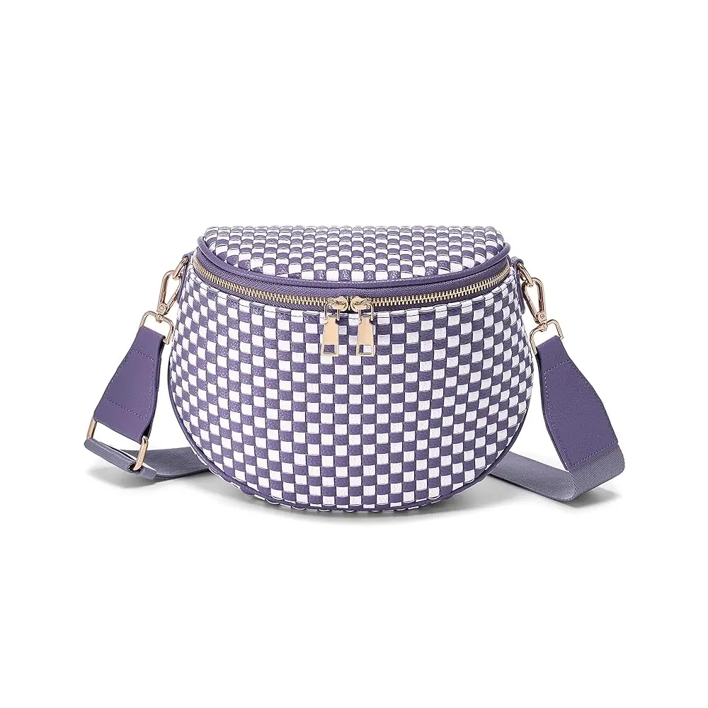 

Модная женская сумка-кроссбоди из тканого материала в клетку, поясная сумка из искусственной кожи в клетку (тканая поясная сумка - коричневый цвет)