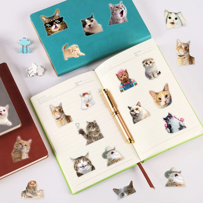

50PCS Cat Meme Stickers Vinyl Waterproof Sticker Creative Network Popular Cat Stickers for Kids Reward Stickers Hand Account DIY