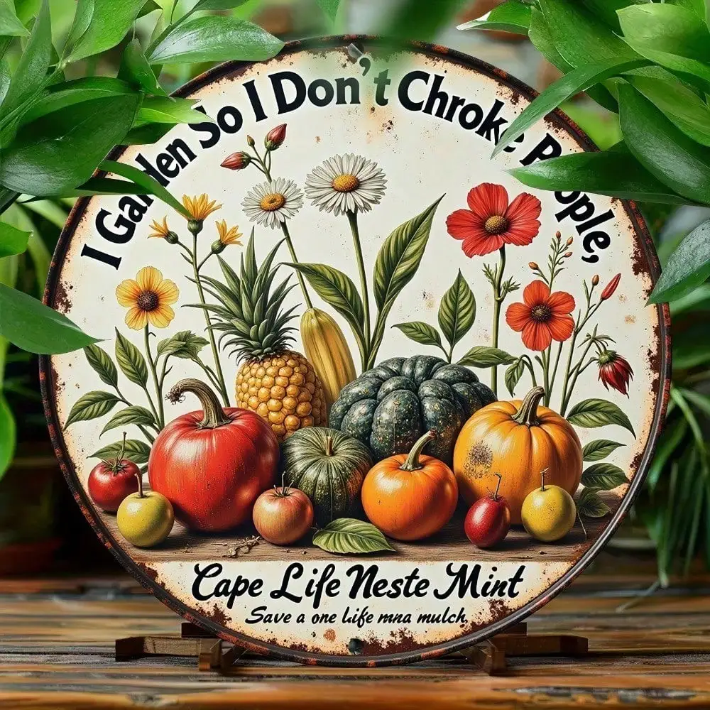 Vintage 8x8 Inch Aluminum Wall Art, Rustic Kitchen Sign 