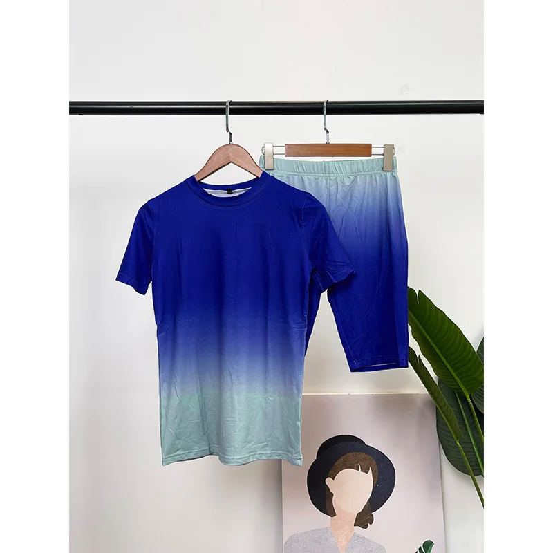Tie dye Women Two Piece Set Sportswear T-Shirts and Shorts Ladies Casual Short Sleeve T-Shirt Casual Tracksuit