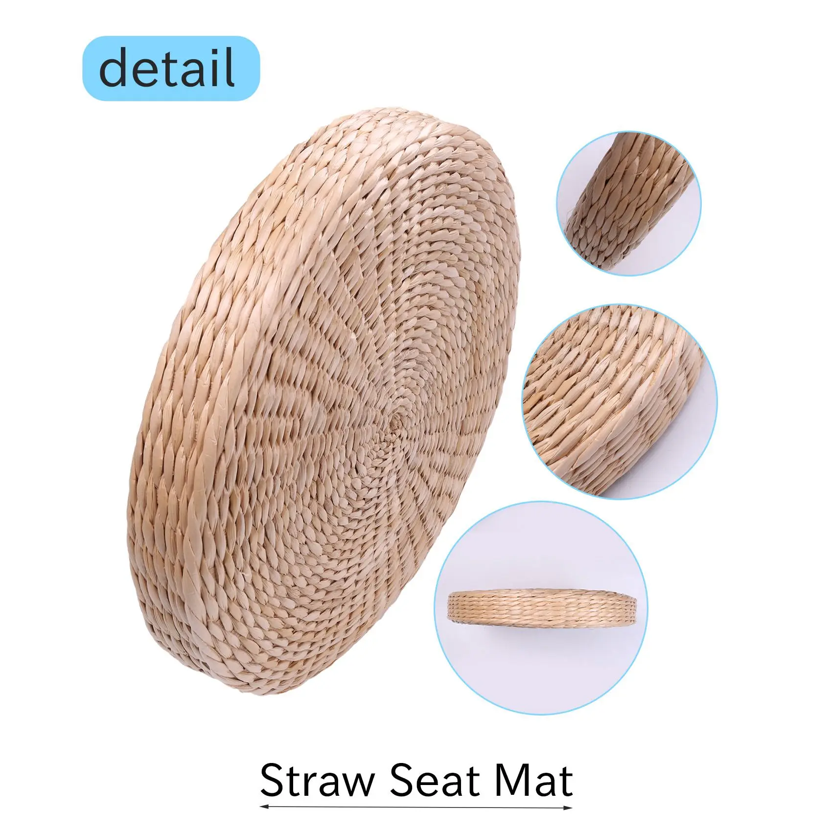 وسادة حصير من القش الدائري ، مصنوعة يدويًا ، للأرضية ، اليوغا ، كرسي ، مقعد ، سجادة ، 40