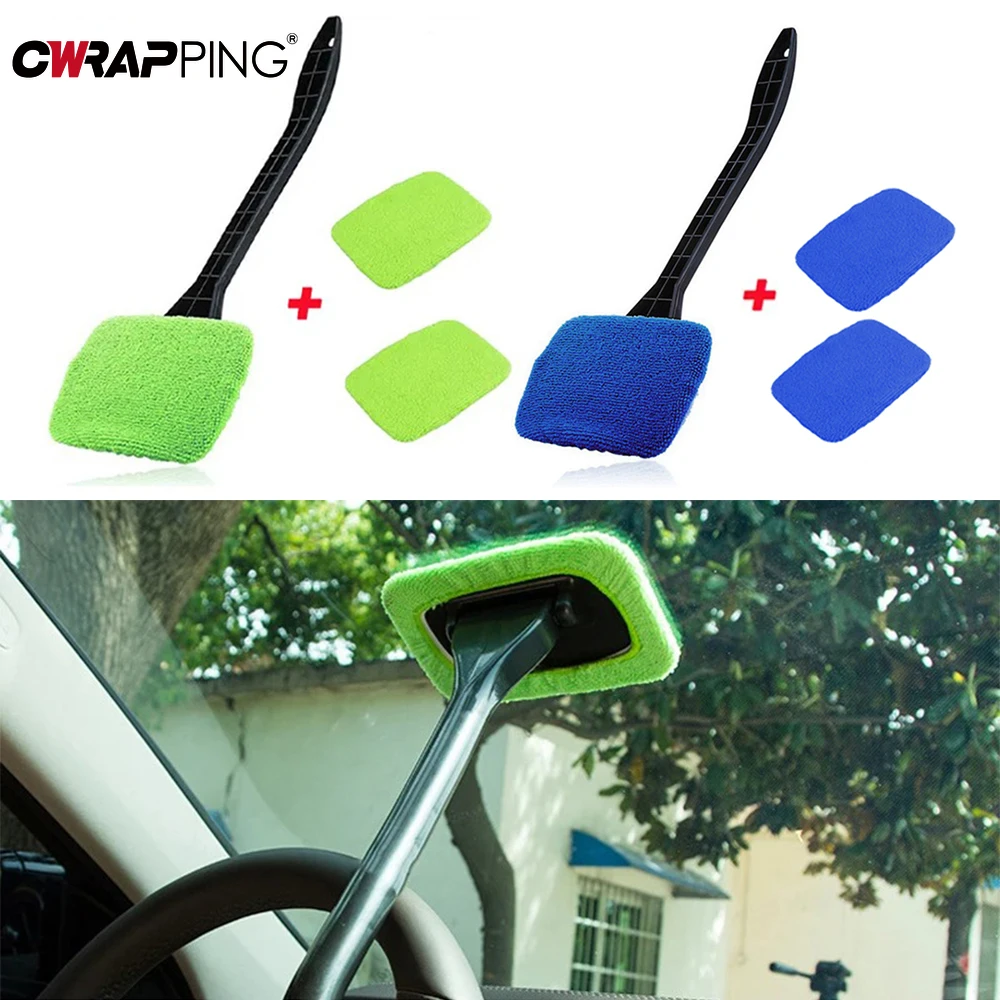 Car Glass Window Cleaner Brush Towel Kit Cleaning Wash Tool Car Glass Window Cleaner Long Handle Wash Tool Brush Car Accessories