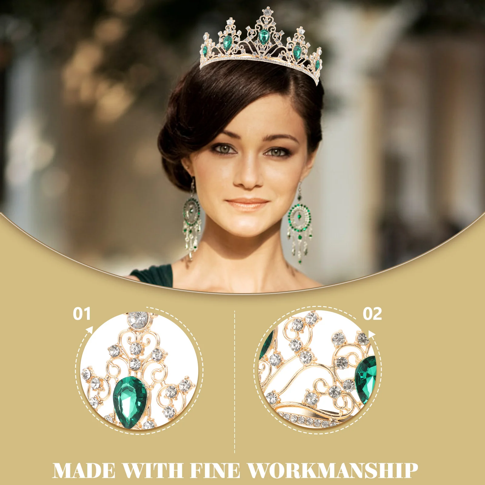 

Elegant Bridal Tiara Crown Crystal Sparkling Wedding Headpiece for Bride Bridesmaids Party Birthday Photo Accessories