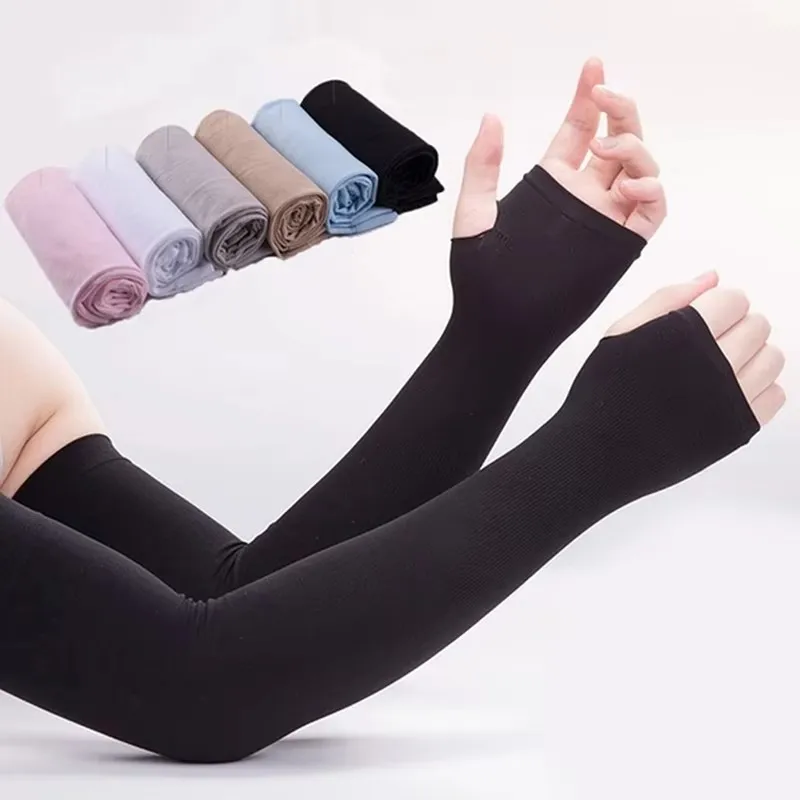 AliExpress NONE 1/2pcs Summer Ice Silk Long Sleeves Anti-Sunburn Arm Cover Men Women Cuff New Cool Hand Sleeves Anti-UV Cycling Arm Sleeve