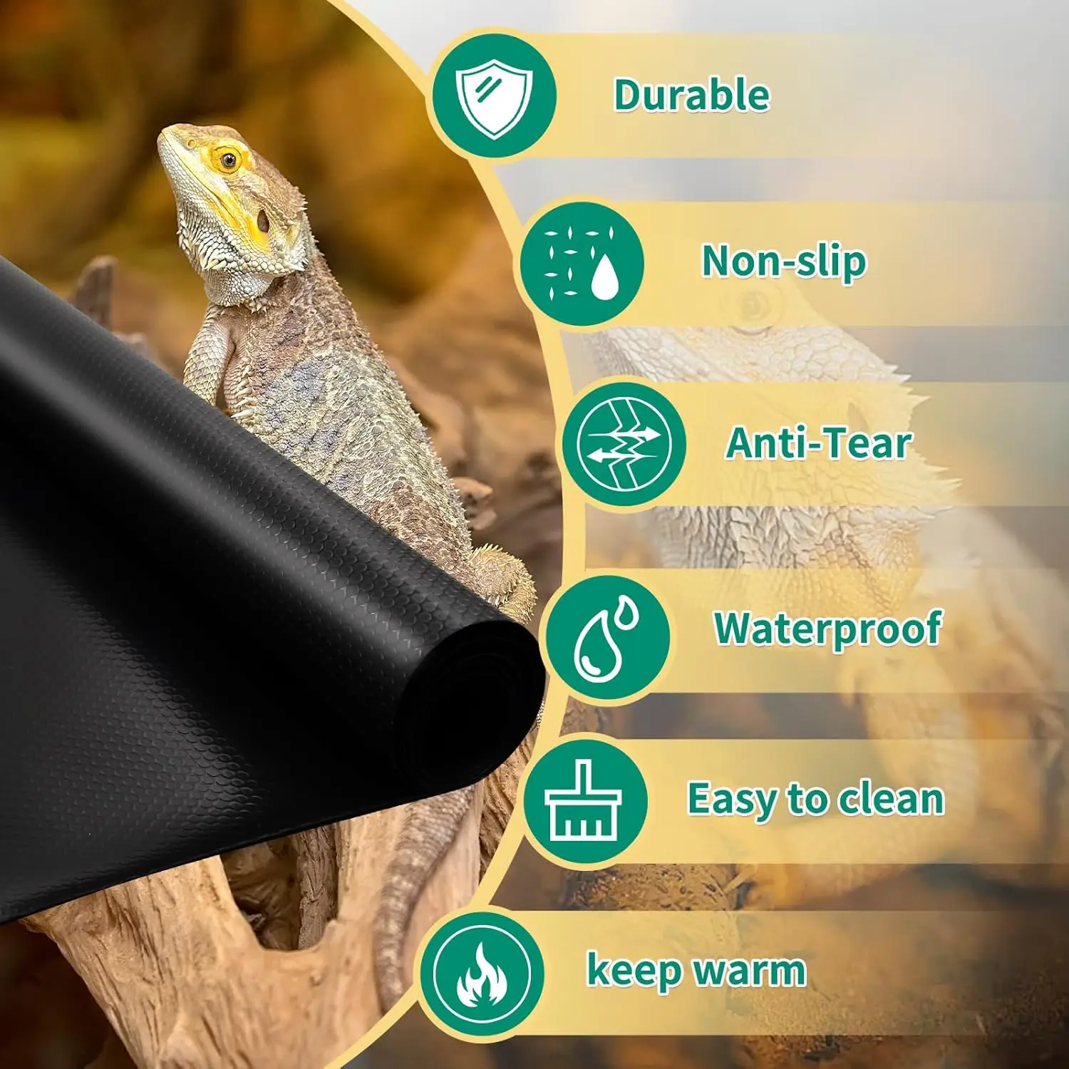 Reptile Carpet Substrate Terrarium Tank Liner Carpet Waterproof Non-slip Reptile Mat Terrarium Liner Tank Flooring