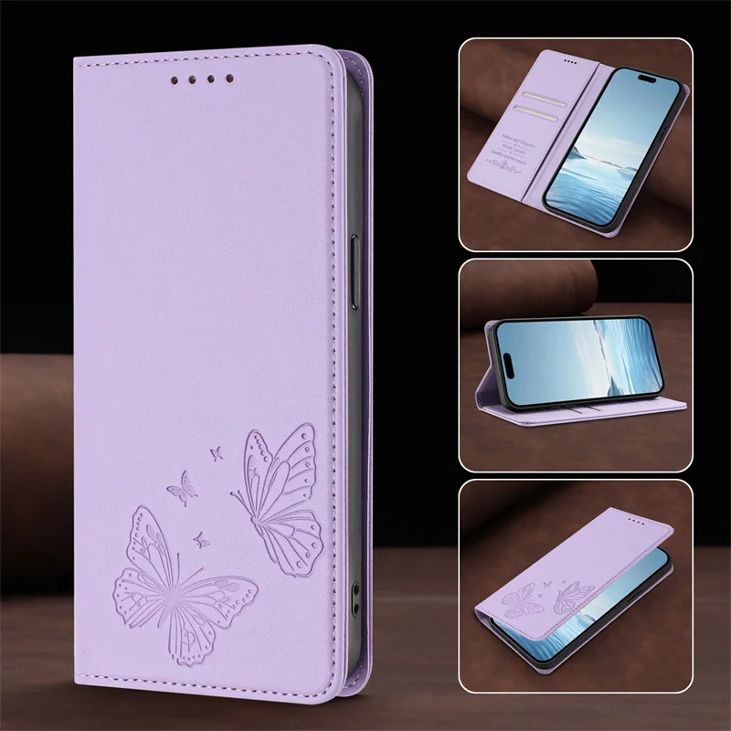 Reno15Pro Magnetic Butterfly Case for OPPO Reno15F 15 Pro Max 14 14F 13 12 11 10 8 9 Pro 13F 12 FS 11F Leather Wallet Case Cover