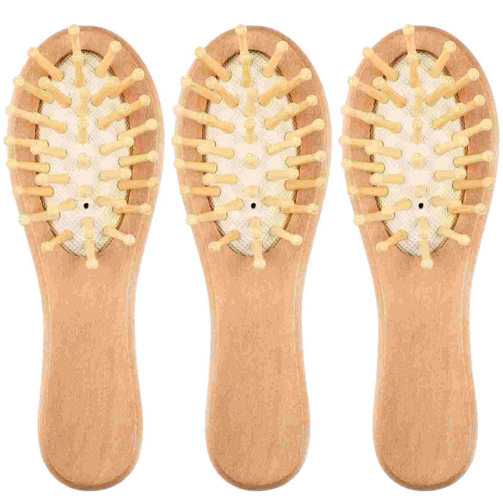 

3 Pcs Wooden Comb Mini Hair Brush Airbag Massage Hairbrush Portable Hairbrushes for Woman Male