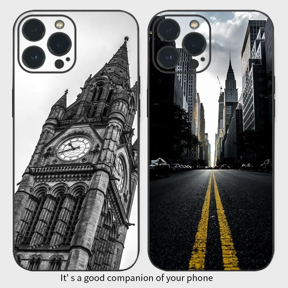 Classic Dark World Landmarks Phone Case  For iPhone16 15 14 13 12 Mini 11 Pro XS Max X XR SE5 6 7 8 Plus Soft Silicone Cover