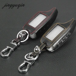 jingyuqin Leather Alarm Remote Keychain Case for Scher Khan For Scher-khan Magicar 5 6 M5 M6 Cover Holder