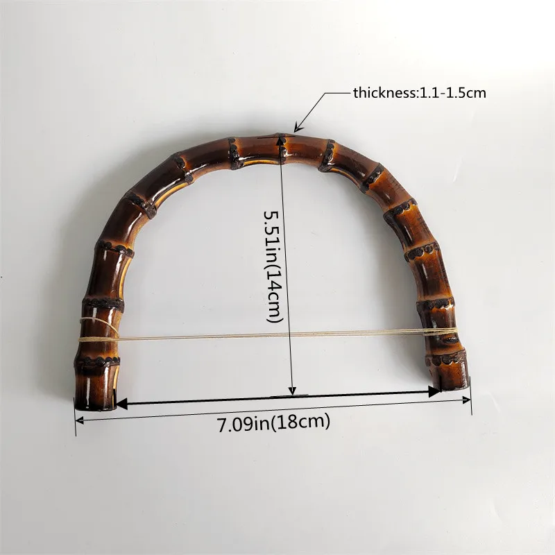 Outside 7.09in(18cm)X5.51in(14cm) Thickness 1.3cm-1.5cm U Shape Real Bamboo Handle Right And Left Hole Rattan Purse Frame Handle