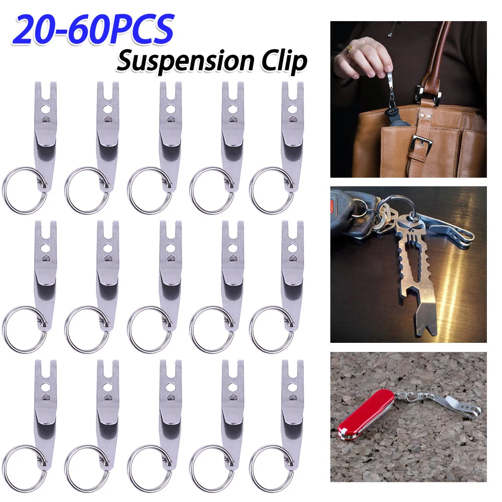 20-60 יחידות רצועות רשת מולטיפונקציונליות עם אבזם חזק, ניילון Molle לבקבוק מים, קרבינר, חגורת תלייה למחזיק מפתחות