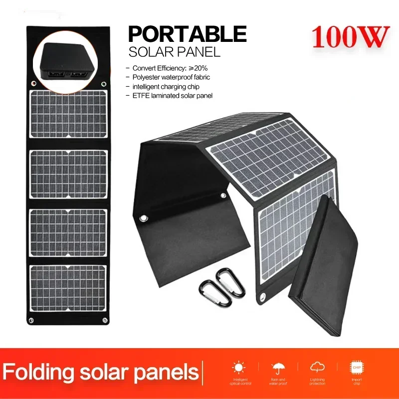 

Solar Cell 100W Photovoltaic Panels USB Charger System Battery Portable Flexible Foldable Energy Power Sunpower Camping Set