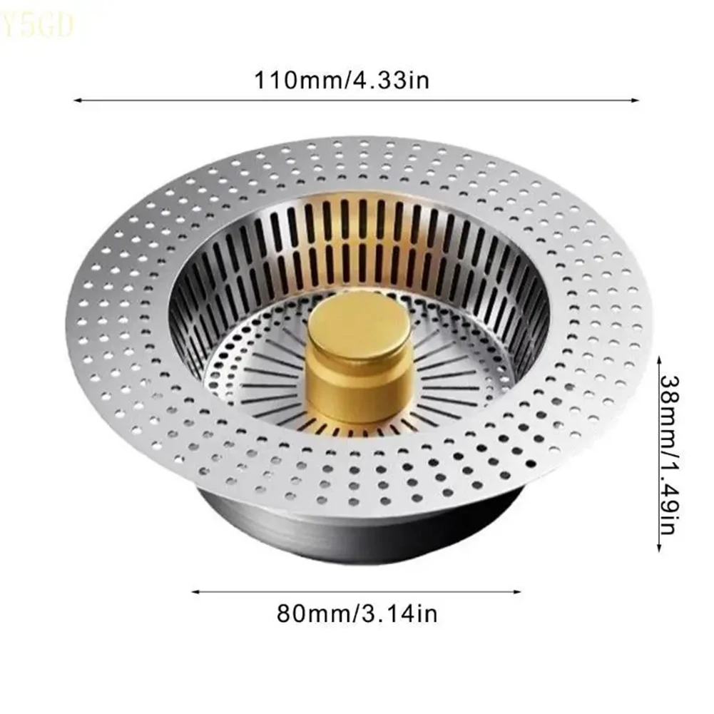 Stainless Steel Kitchen Sink Drain Strainer For Vegetable Basin Washing, Efficient Food Debris Filter For Most Standard Sinks