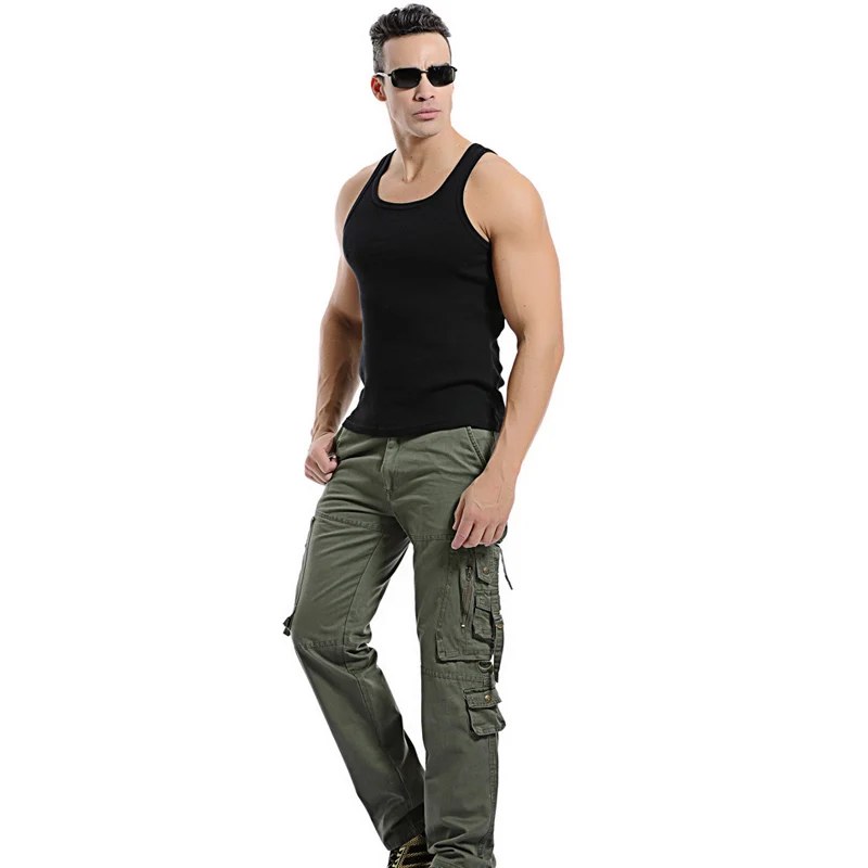 Top quality Men Cargo Pants Leisure Cotton Trousers Cmbat Camouflage Overalls 28-40 AYG69
