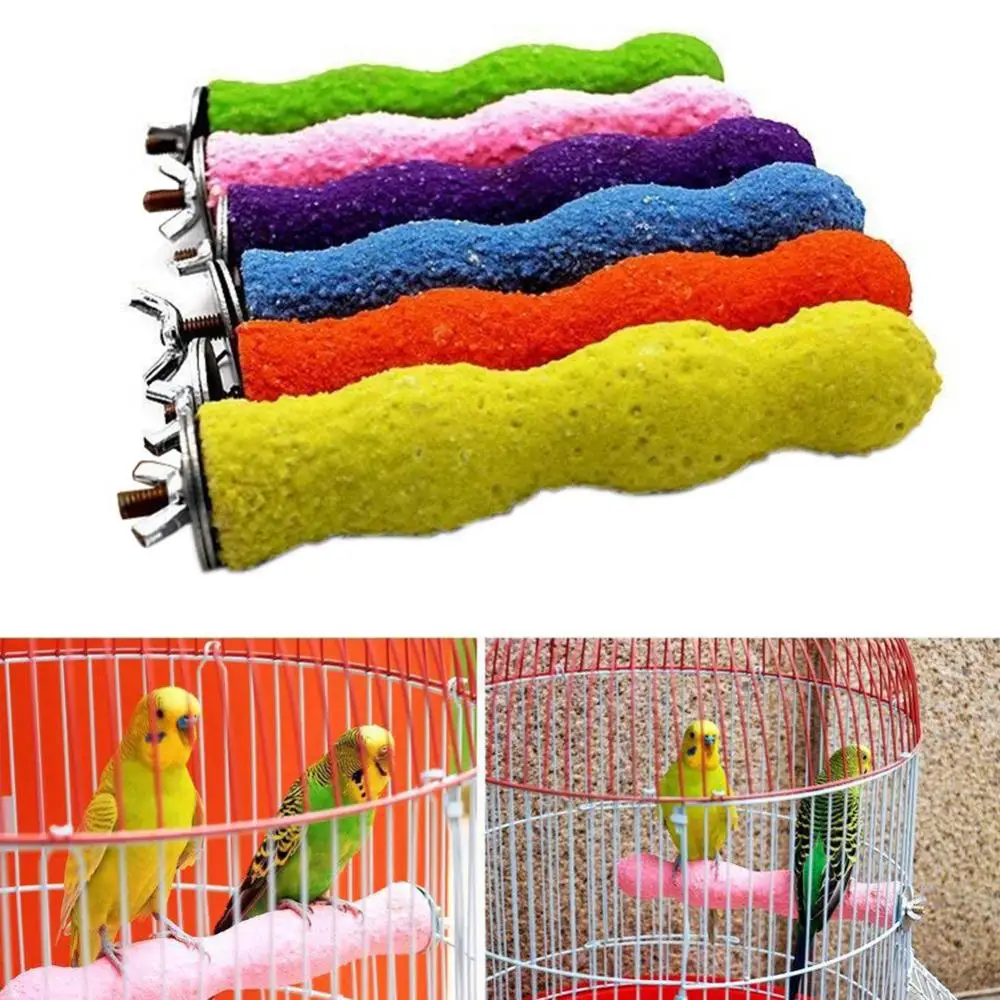 Parrot Stand Rod Toys Bird Claw Beak Grinding Bar Parrot Teeth Stone Stick Pet Chew Perch Toy Bird Cage Hanging Swing