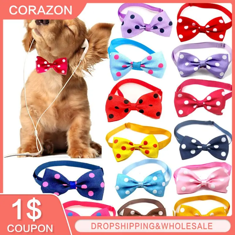 Christmas Pet Cat Dog Collar Bow Tie Adjustable Neck Strap Cat Dog Grooming Accessories Pet Decoration Cat Dog Neck Supplies