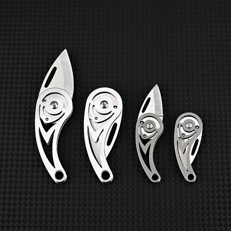 Titanium Alloy Mini Folding Knife High Hardness D2 Steel Sharp Knife With Keychain Pendant Disassembly Express Open Box EDC Tool