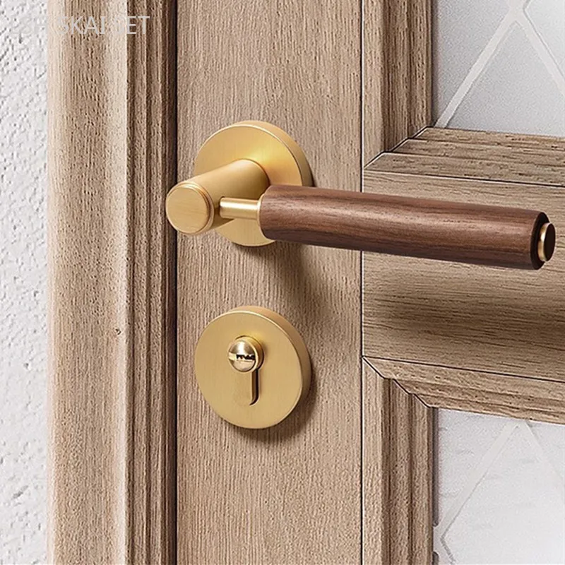 

High Quality Bedroom Door Lock Solid Wood Handle Lockset Zinc Alloy Mute Security Door Locks Household Hardware Fittings