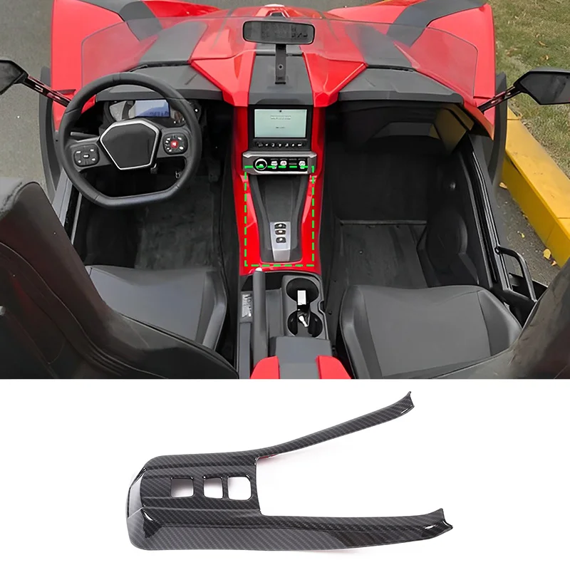 For Polaris SlingShot 2020-2023 ABS Carbon Fiber Car Center Console Gear Panel Water Cup Frame Steering Wheel Decorative Sticker - view 2