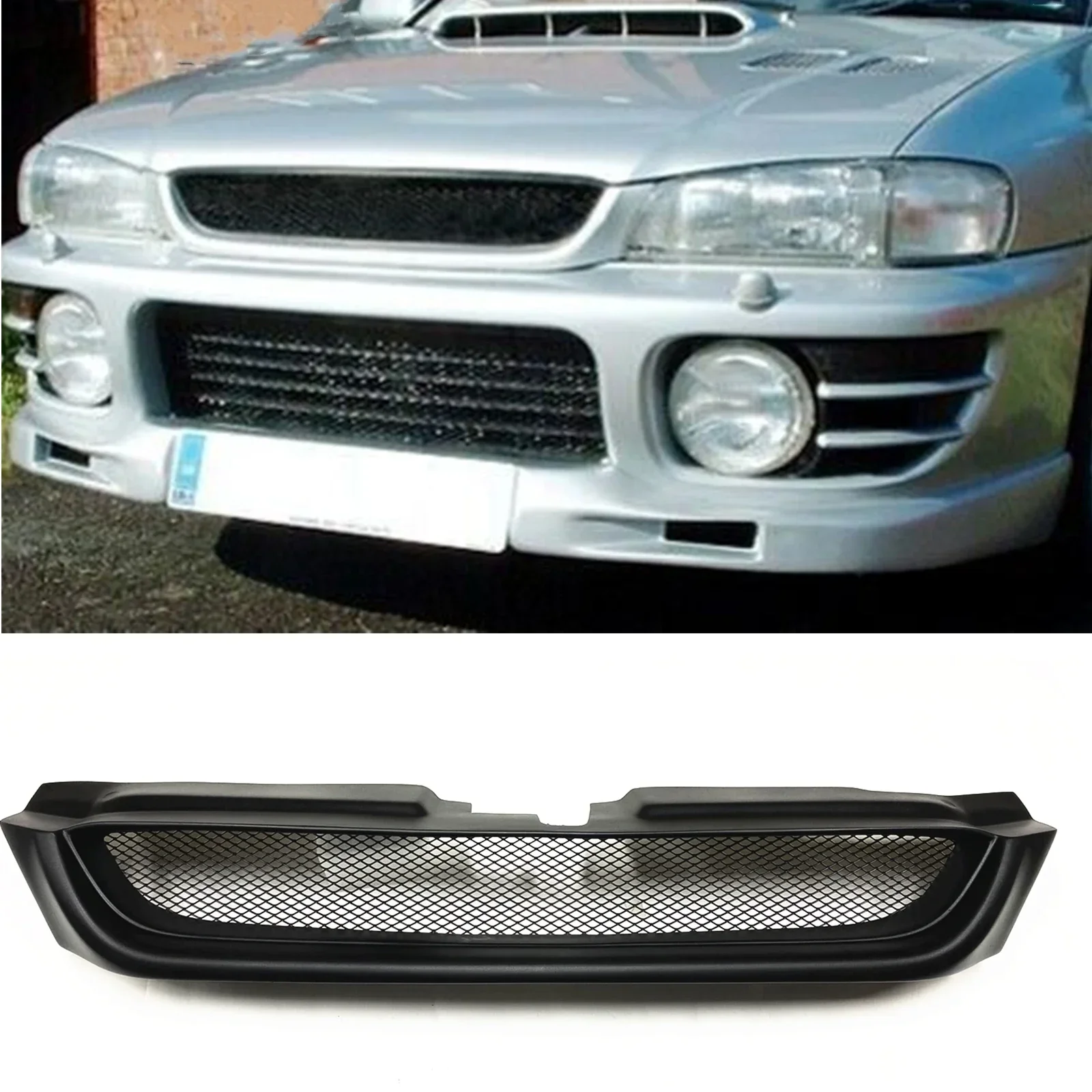 

New！ For Subaru Impreza 6th 1997-2001 Coupe/Sedan/Wagon Outback Sport/2.5RS/WRX/STI Upper Bumper Hood Mesh Front Grille Grill Gr