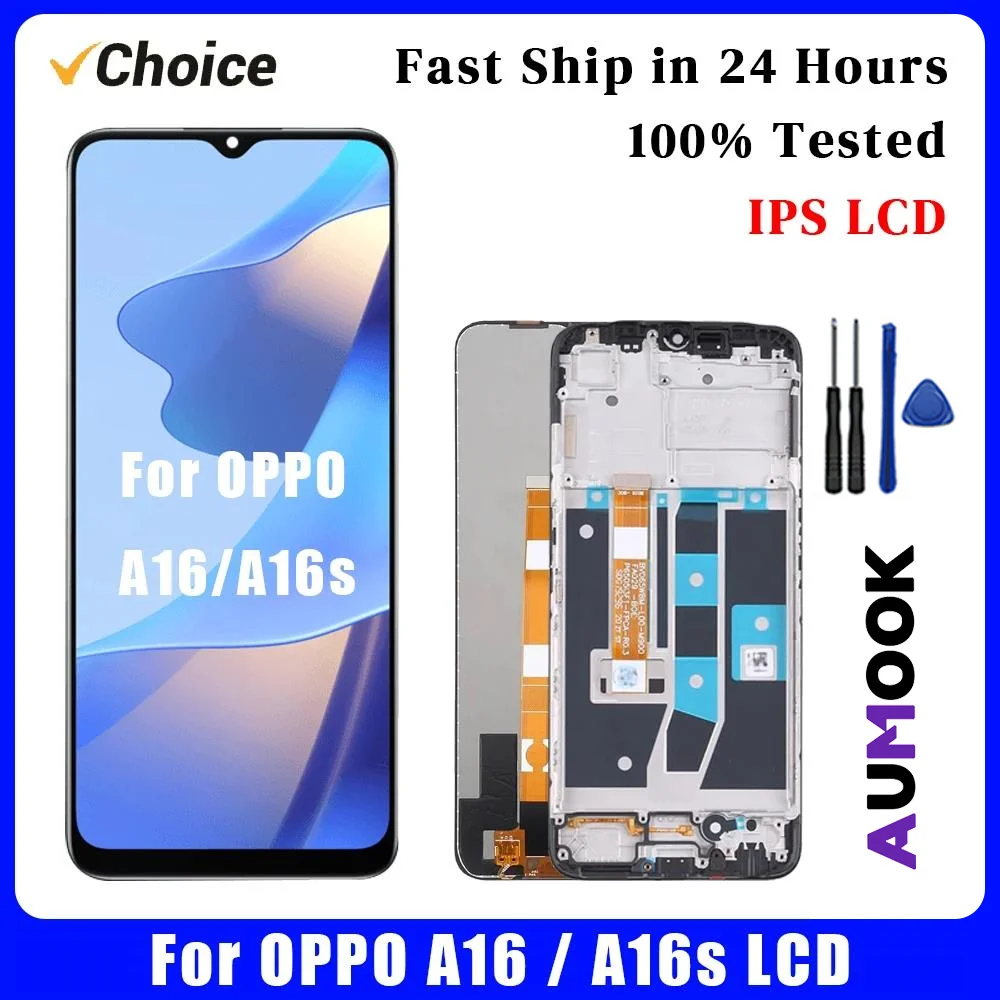 AAA+ IPS LCD For OPPO A16/A16s Display Touch Screen Digitizer Assembly Parts For OPPO A16s/A16 With Frame LCD Display