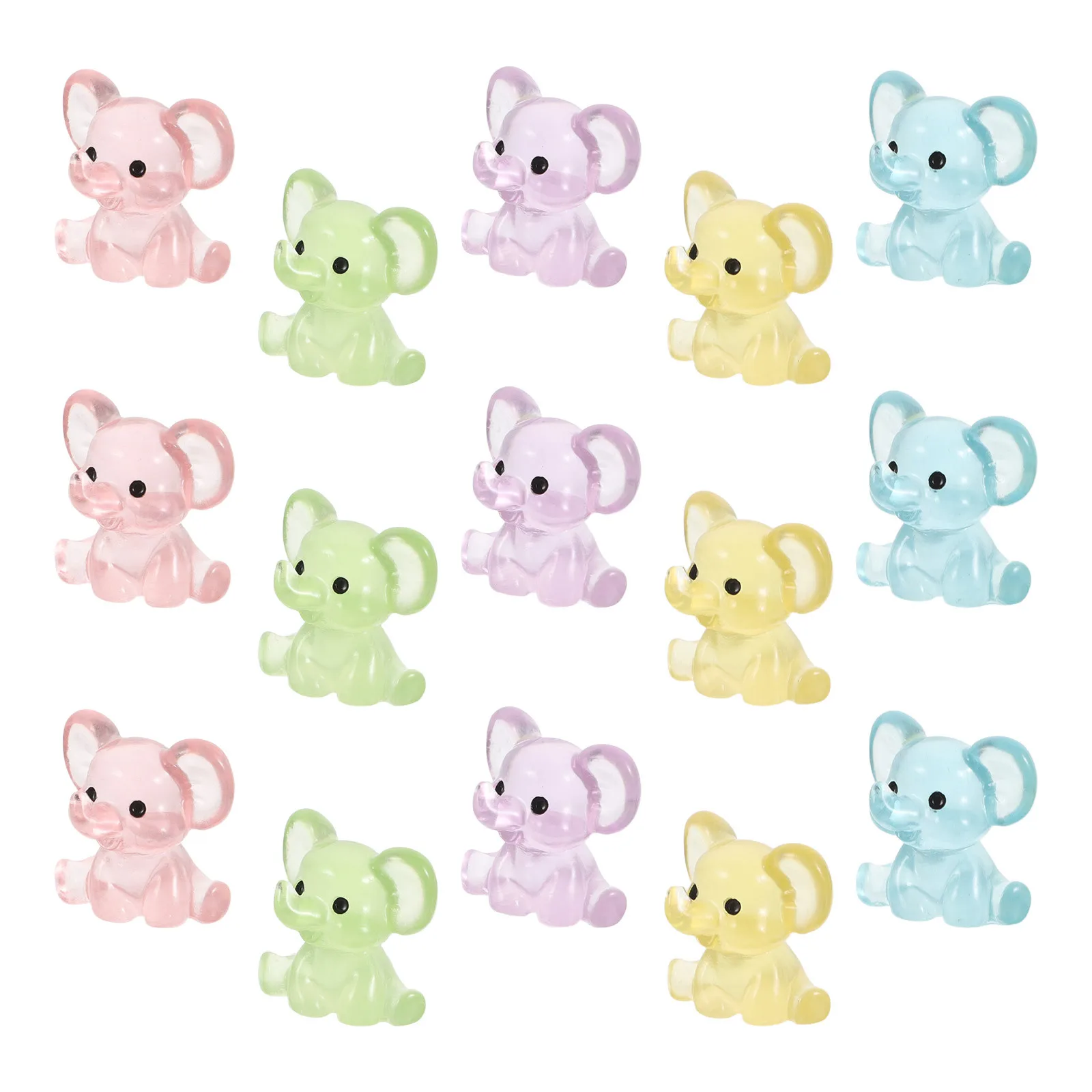 

15Pcs Glow in The Dark Mini Elephant Resin Ornaments Desktop Bedroom Living Room Decorative Home Accessories Tiny Elephant