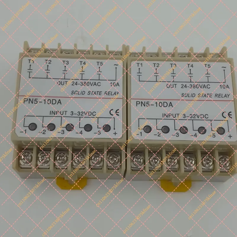 PN5-10DA 5 Groups Din Rail SSR Quintuplicate Five Input 3~32VDC Output 24~380VAC Single Phase DC Solid State Relay